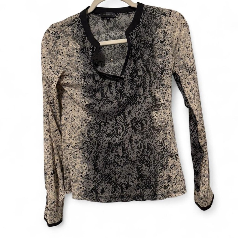 Vintage Y2K sheer‎ abstract pint long sleeve top The Limited xs